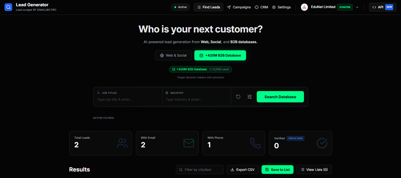 Lead Generator Dashboard